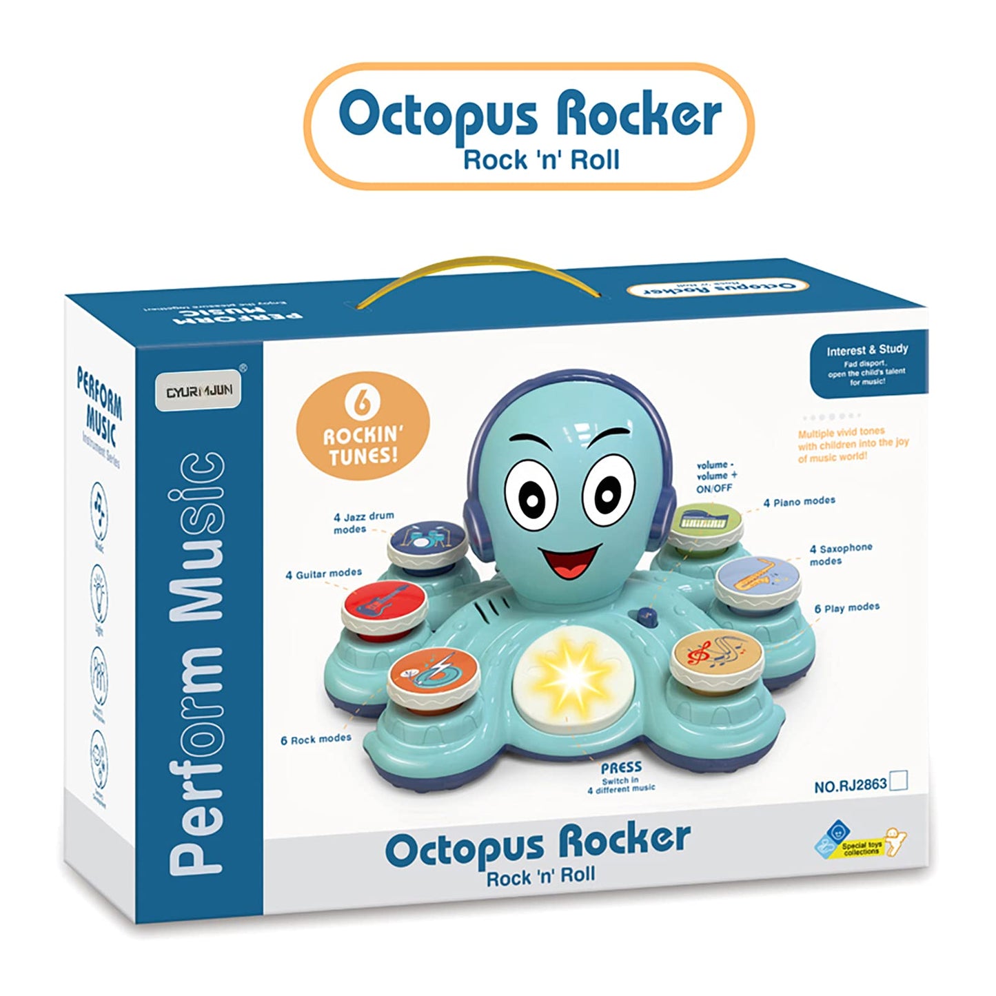 CYURMJUN Octopus Music Toy for Toddlers | 32 Modes Preschool Learning Instrument
