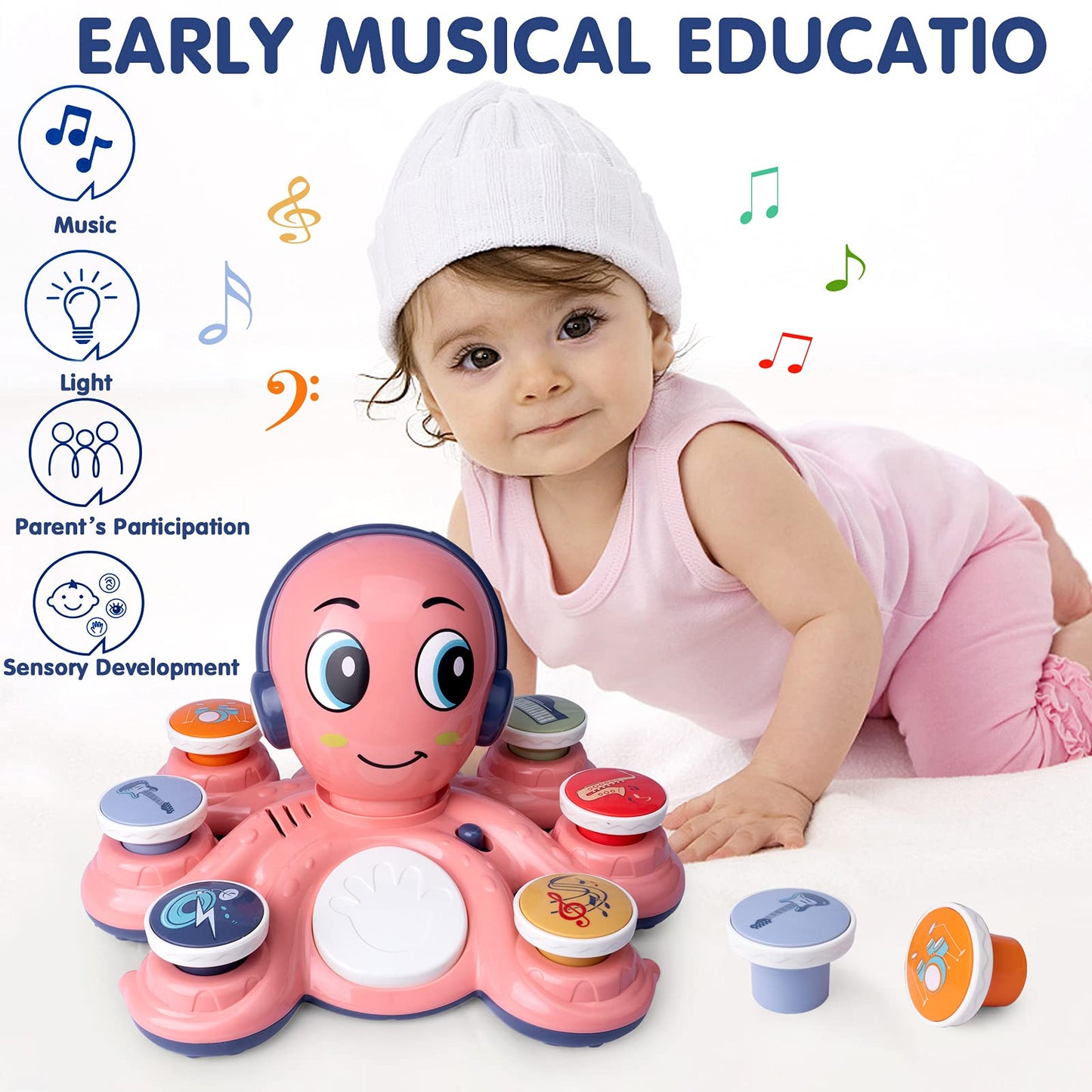 CYURMJUN Baby Octopus Music Toy — 32-Mode Learning Instrument for Toddlers