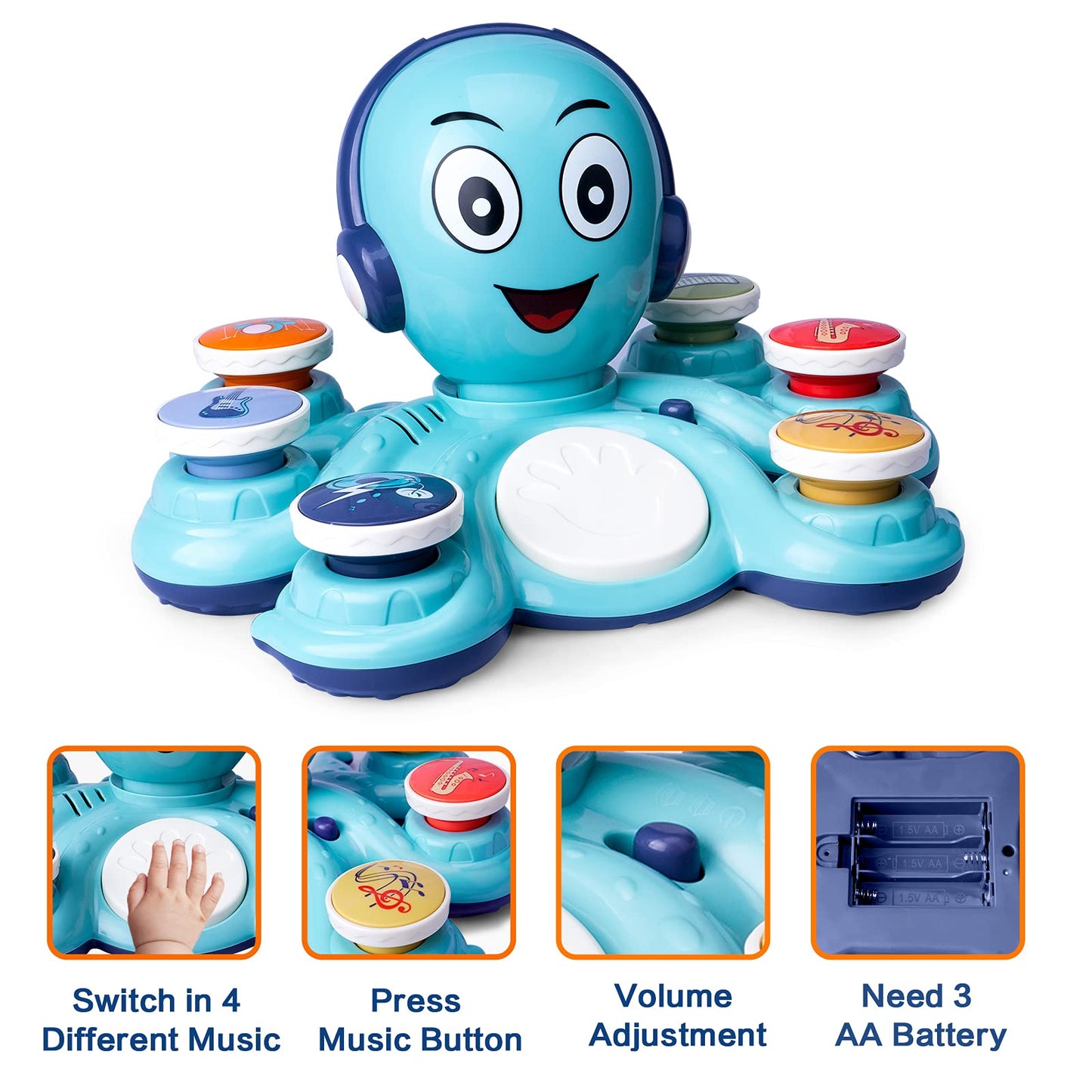 CYURMJUN Octopus Music Toy for Toddlers | 32 Modes Preschool Learning Instrument