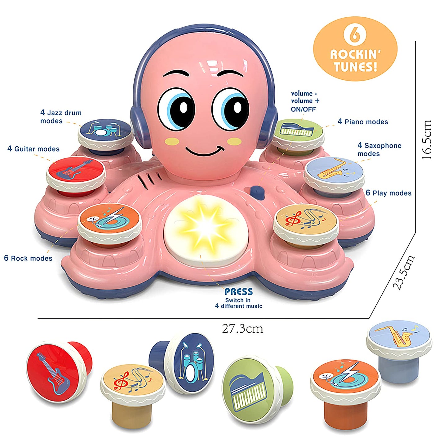 CYURMJUN Baby Octopus Music Toy — 32-Mode Learning Instrument for Toddlers