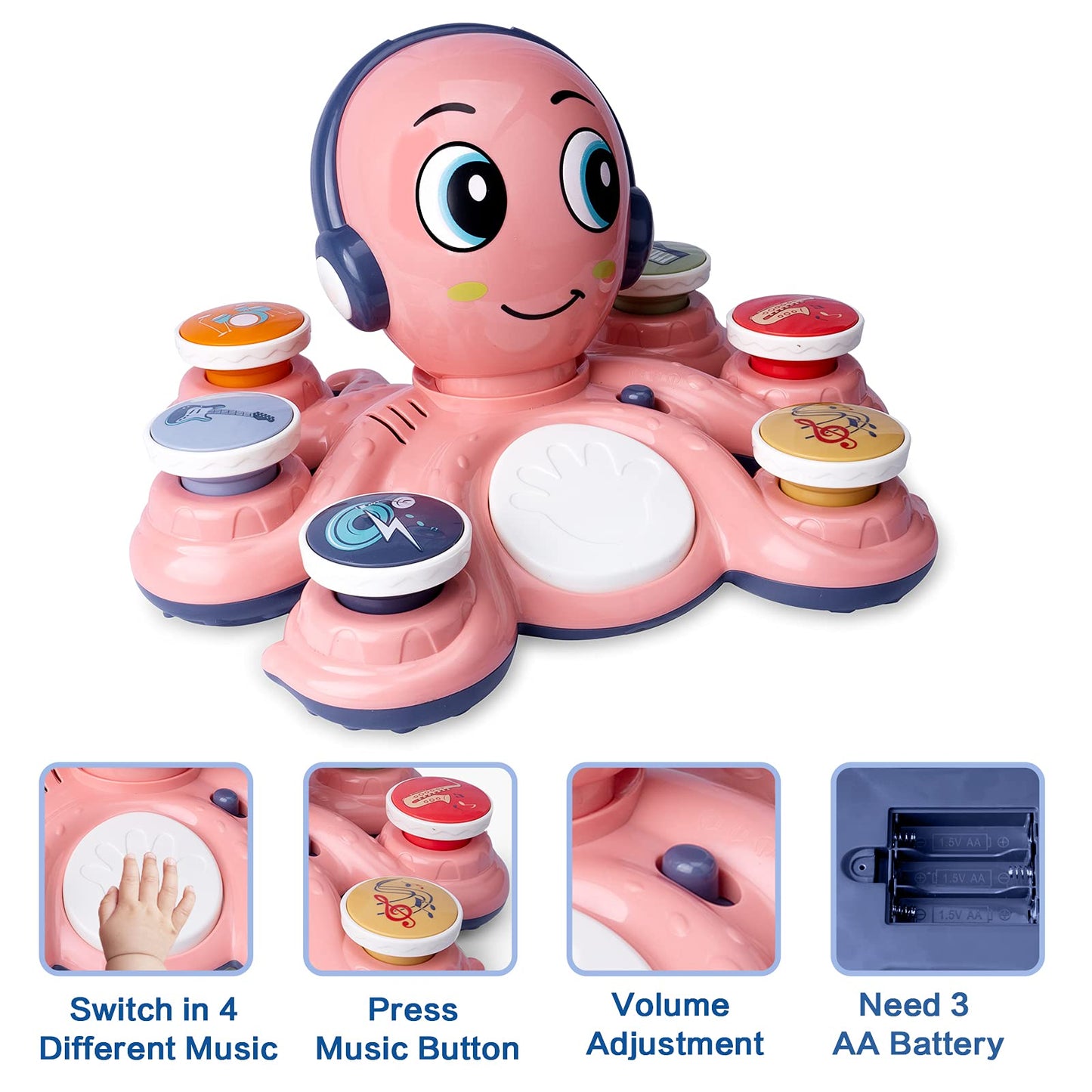 CYURMJUN Baby Octopus Music Toy — 32-Mode Learning Instrument for Toddlers