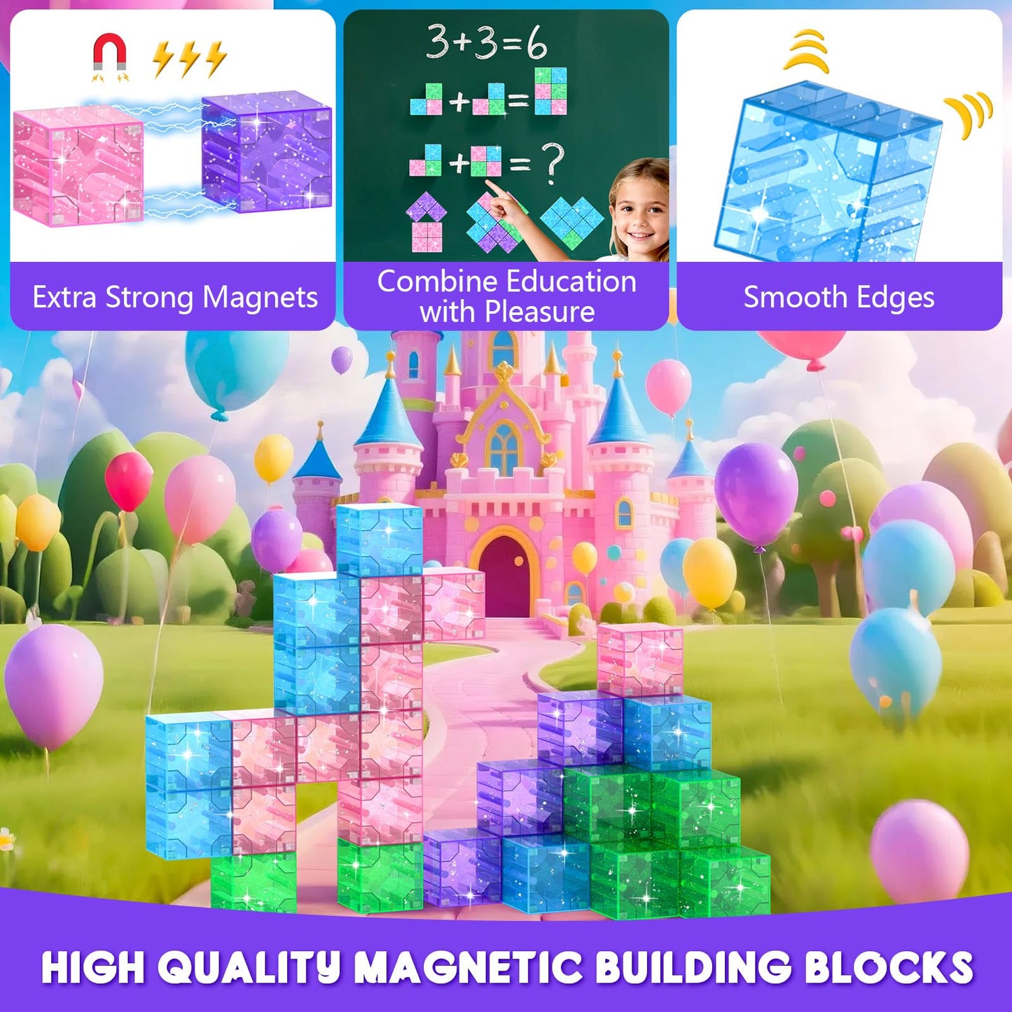 CZCUUDZ Magnetic Blocks Travel Set – 35Pcs Mini Tiles with Portable Iron Box for Ages 3-8