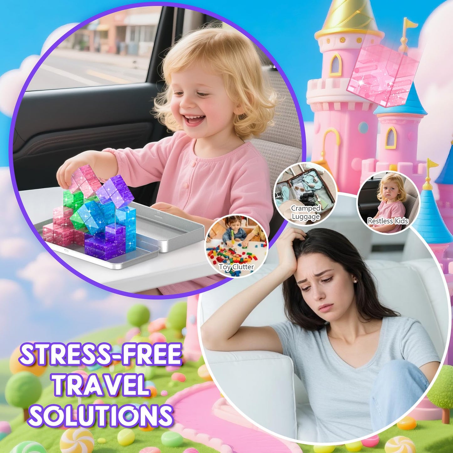 CZCUUDZ Magnetic Blocks Travel Set – 35Pcs Mini Tiles with Portable Iron Box for Ages 3-8