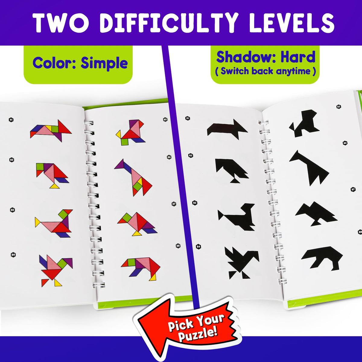 CZTCDP Travel Tangram Puzzle – Magnetic Boards, 368 Patterns, STEM Educational Toy