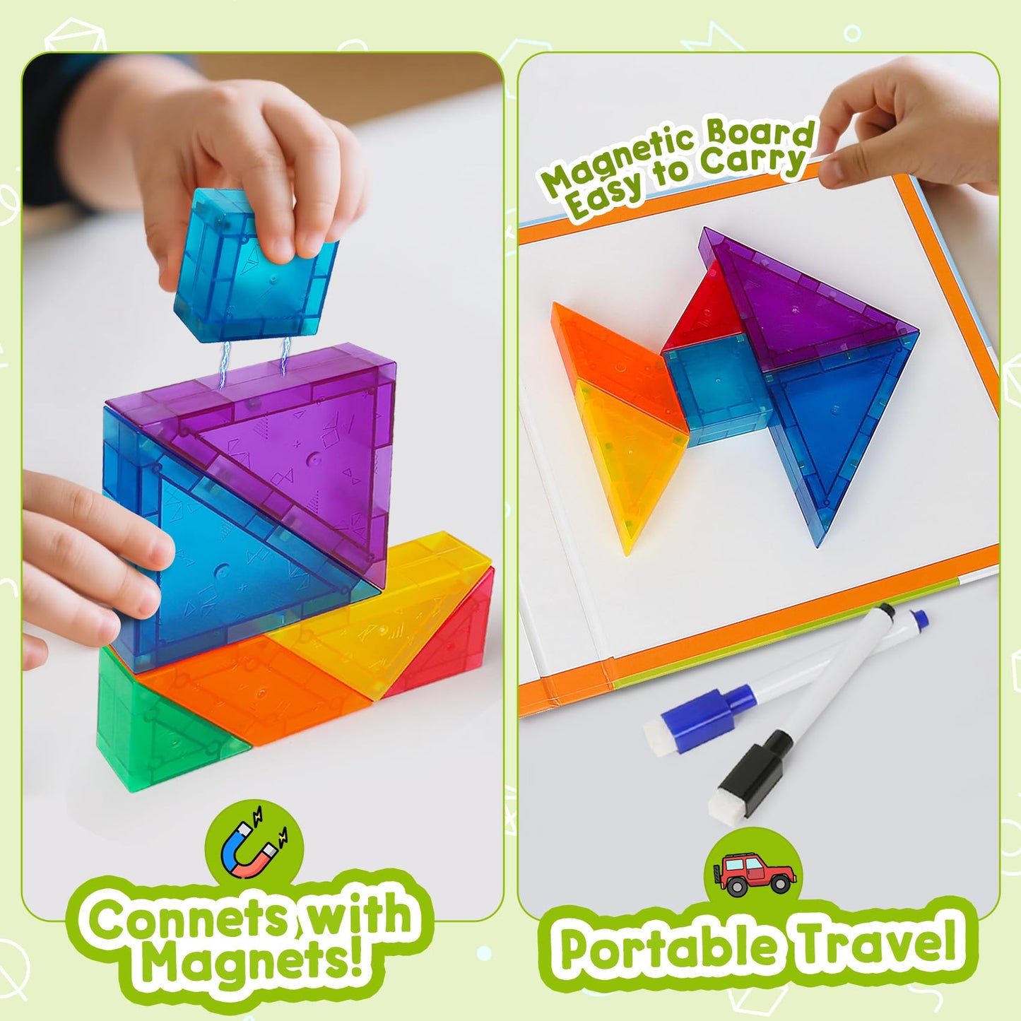 CZTCDP Travel Magnetic Tangram Puzzle – 3D Blocks & 360 Puzzles for Travel
