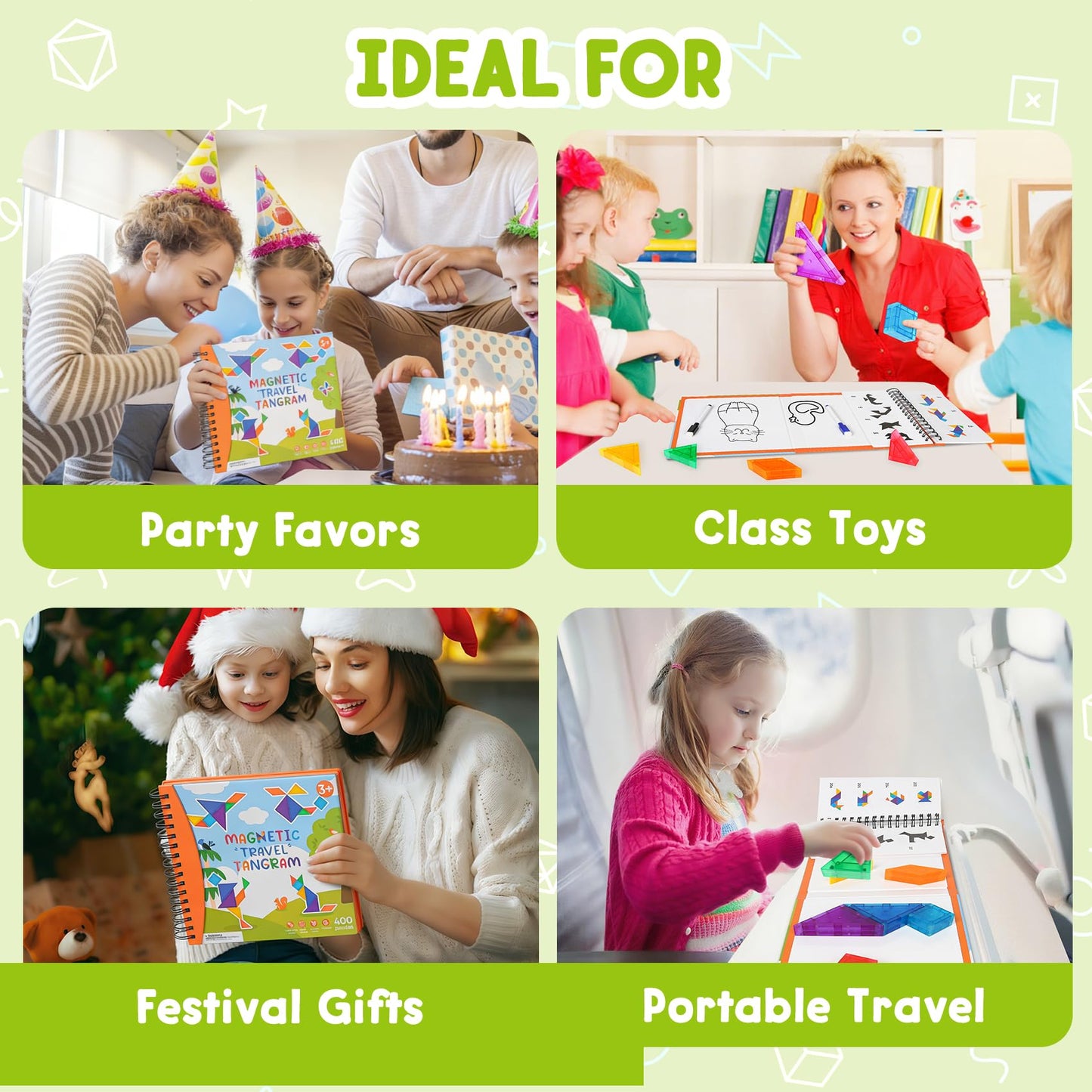 CZTCDP Travel Magnetic Tangram Puzzle – 3D Blocks & 360 Puzzles for Travel