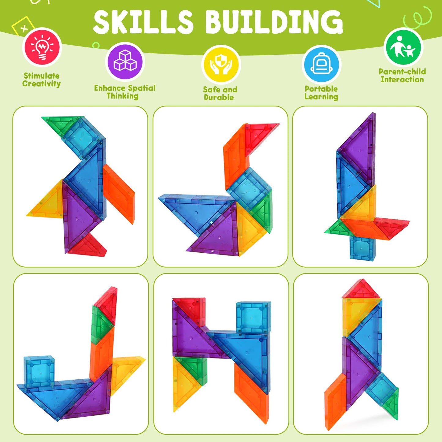 CZTCDP Travel Magnetic Tangram Puzzle – 3D Blocks & 360 Puzzles for Travel