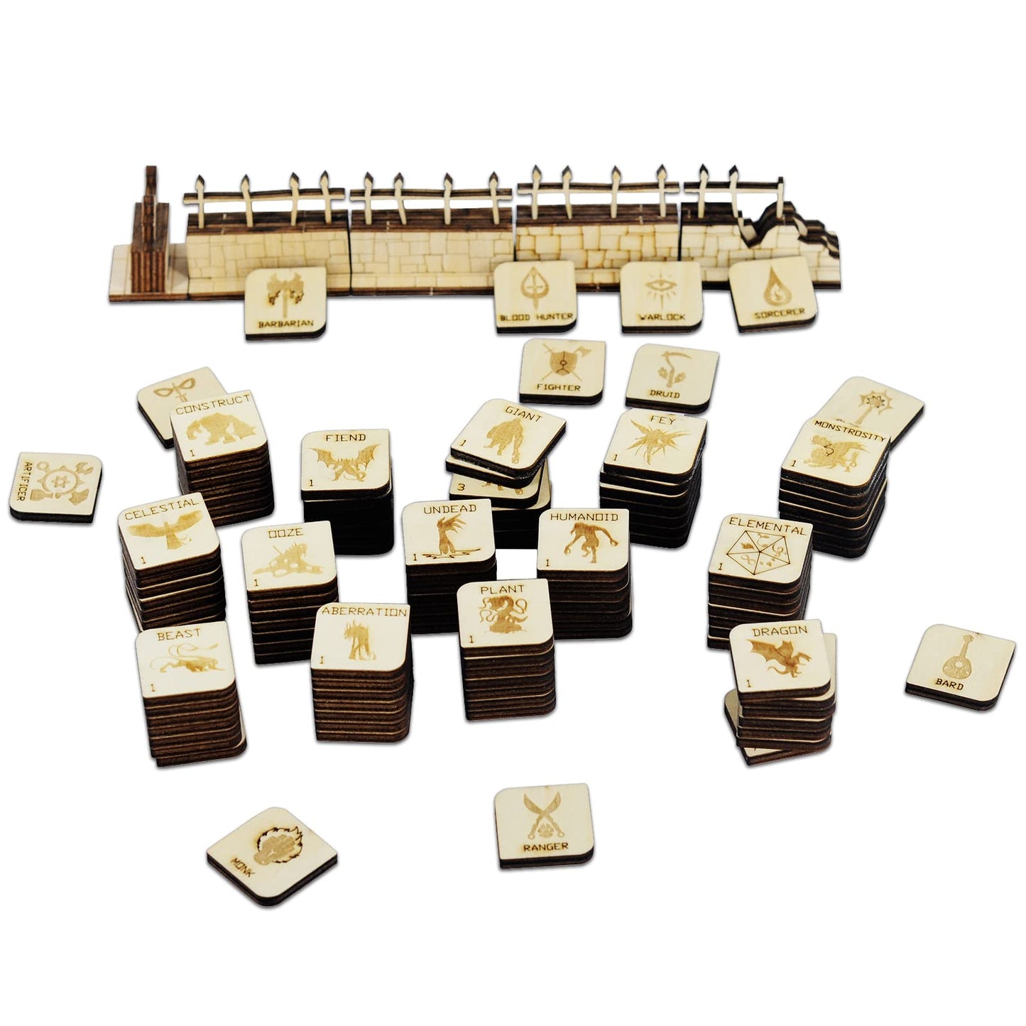 CZYY 112-Piece Wooden D&D Token Set – Hero & Monster Tokens for RPGs
