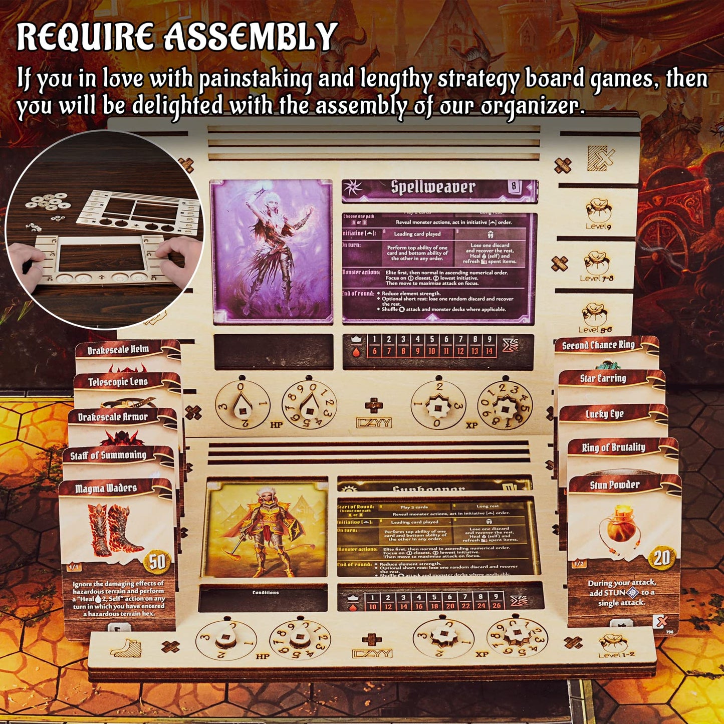CZYY Gloomhaven Frosthaven Character Dashboard – 2 Birch Plywood HP & XP Dials