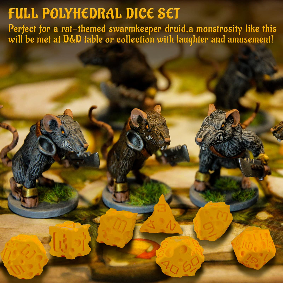 CZYY DND Cheese Dice Set – 7PCS 3D Printed Polyhedral Dice for D&D, Pathfinder & RPG