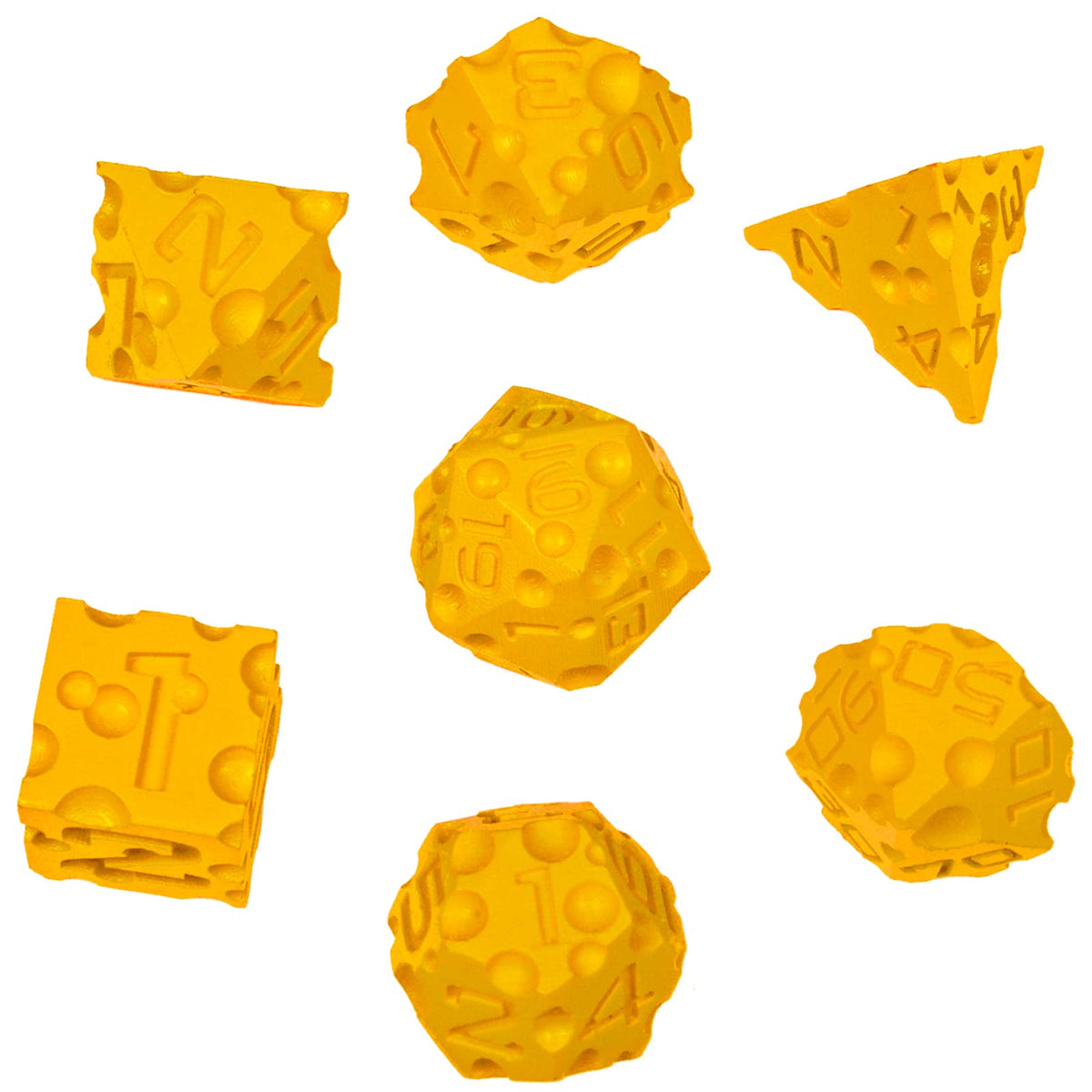 CZYY DND Cheese Dice Set – 7PCS 3D Printed Polyhedral Dice for D&D, Pathfinder & RPG