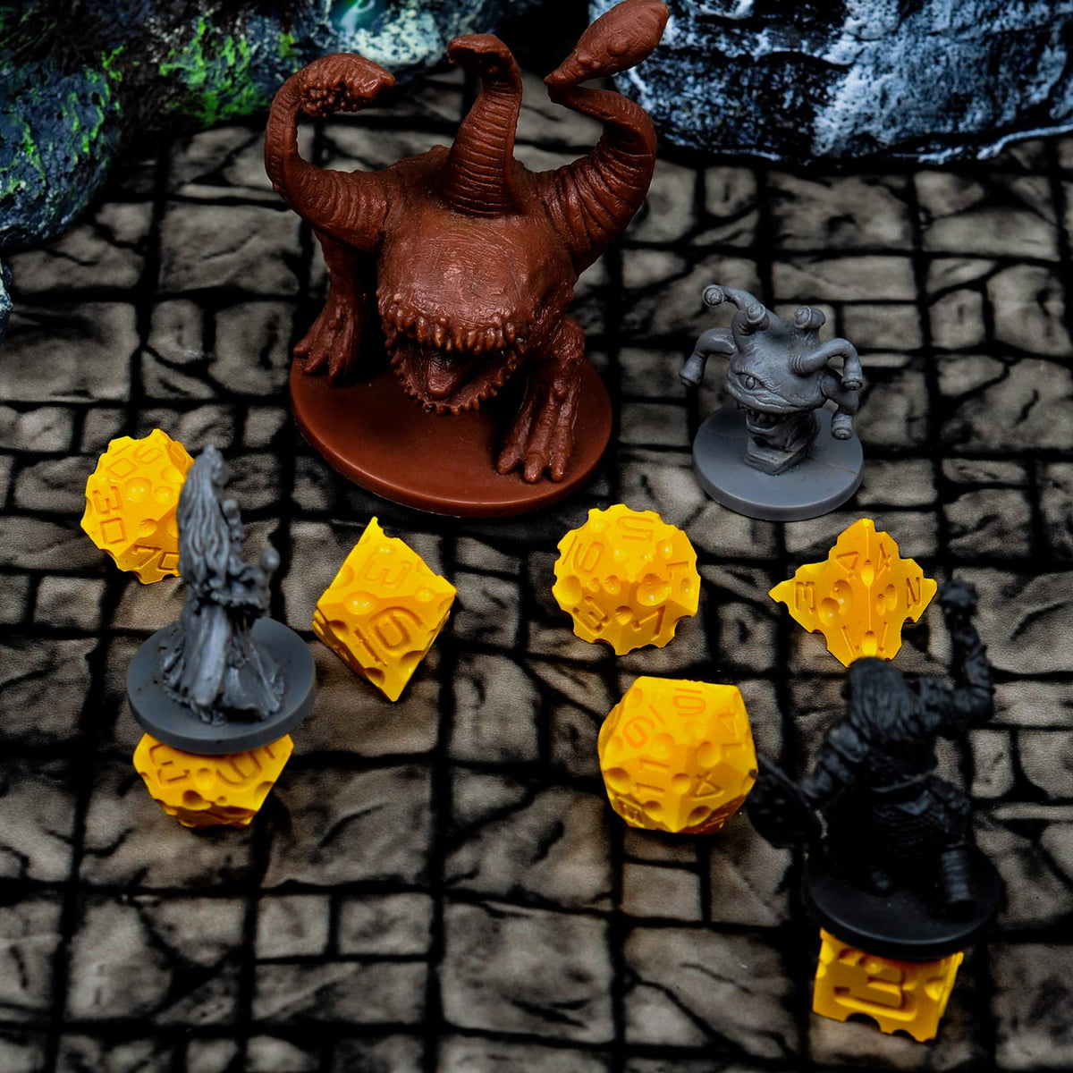 CZYY DND Cheese Dice Set – 7PCS 3D Printed Polyhedral Dice for D&D, Pathfinder & RPG