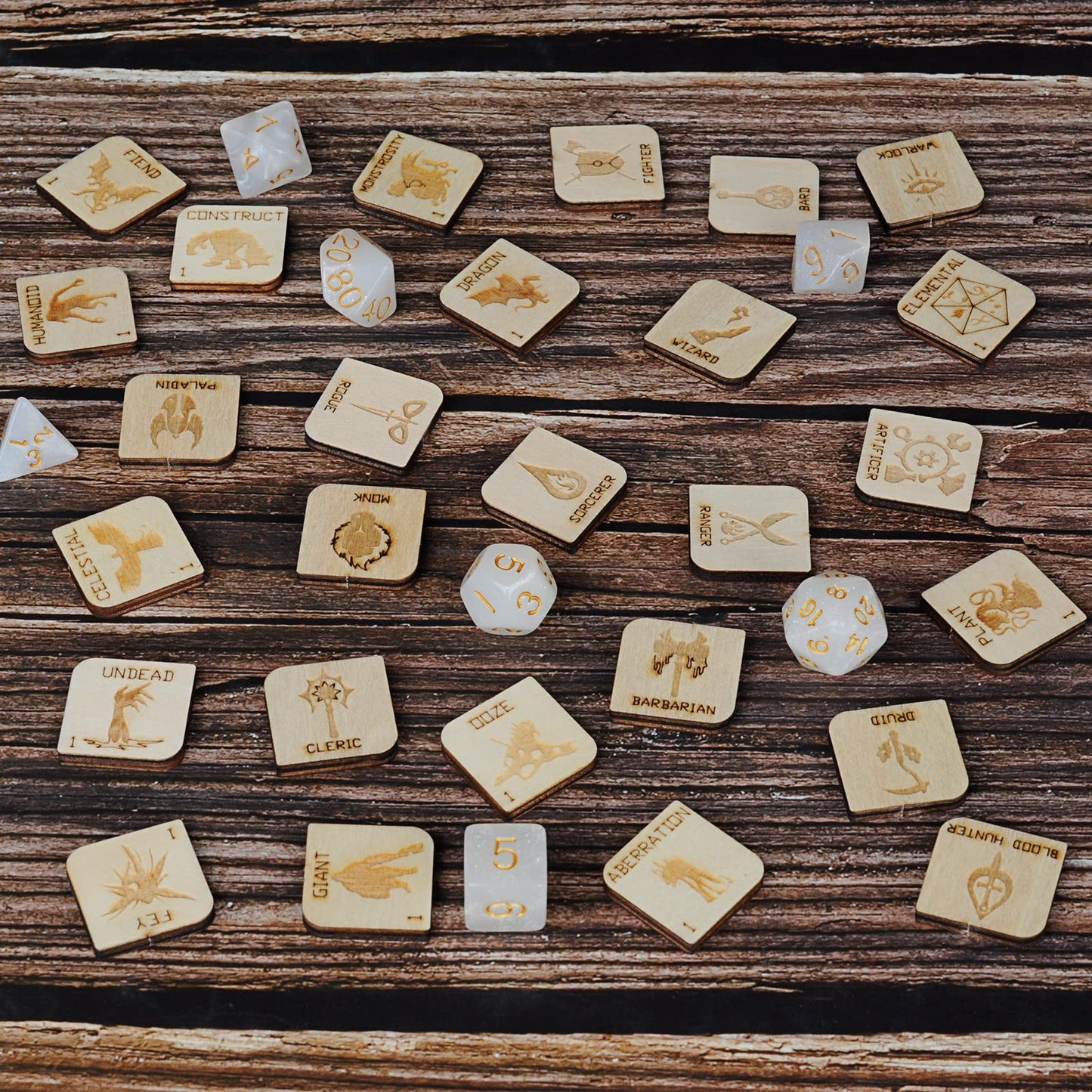 CZYY 112-Piece Wooden D&D Token Set – Hero & Monster Tokens for RPGs