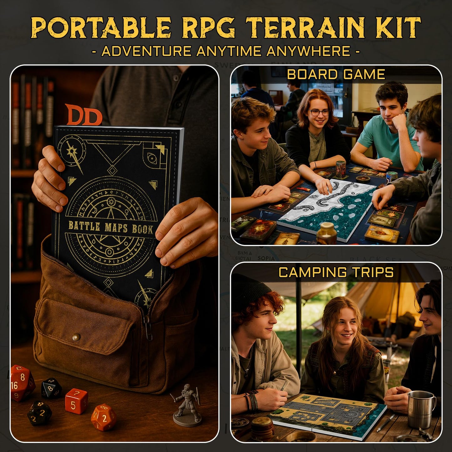 CZYY DND Battle Map Book – 32 Reusable Mats, 100+ Decals, Lay-Flat Binding