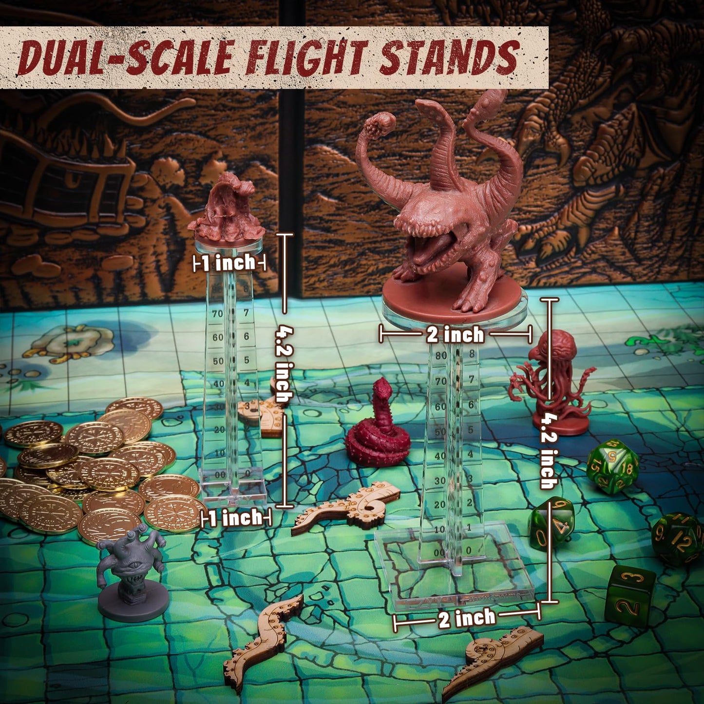 CZYY DND Flying Miniatures Riser (Set of 2) – Acrylic Flight Stands for D&D & Tabletop RPG