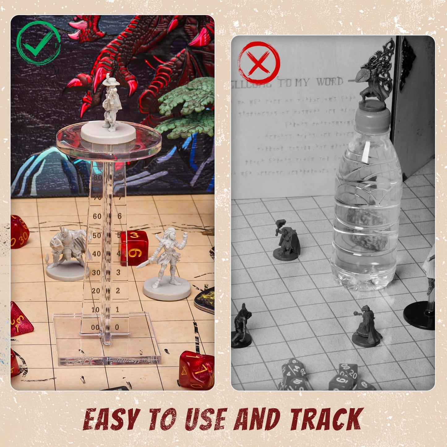 CZYY DND Flying Miniatures Riser (Set of 2) – Acrylic Flight Stands for D&D & Tabletop RPG