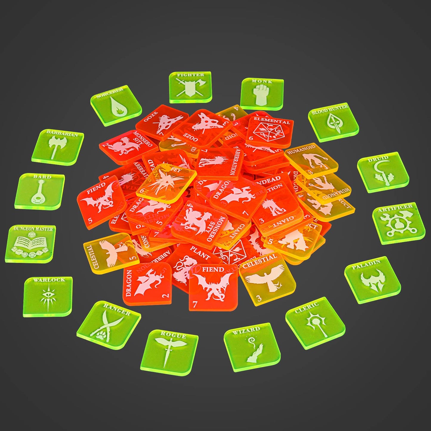 CZYY D&D 112-Piece Acrylic Token Set — Hero & Monster Tokens for D&D, Pathfinder