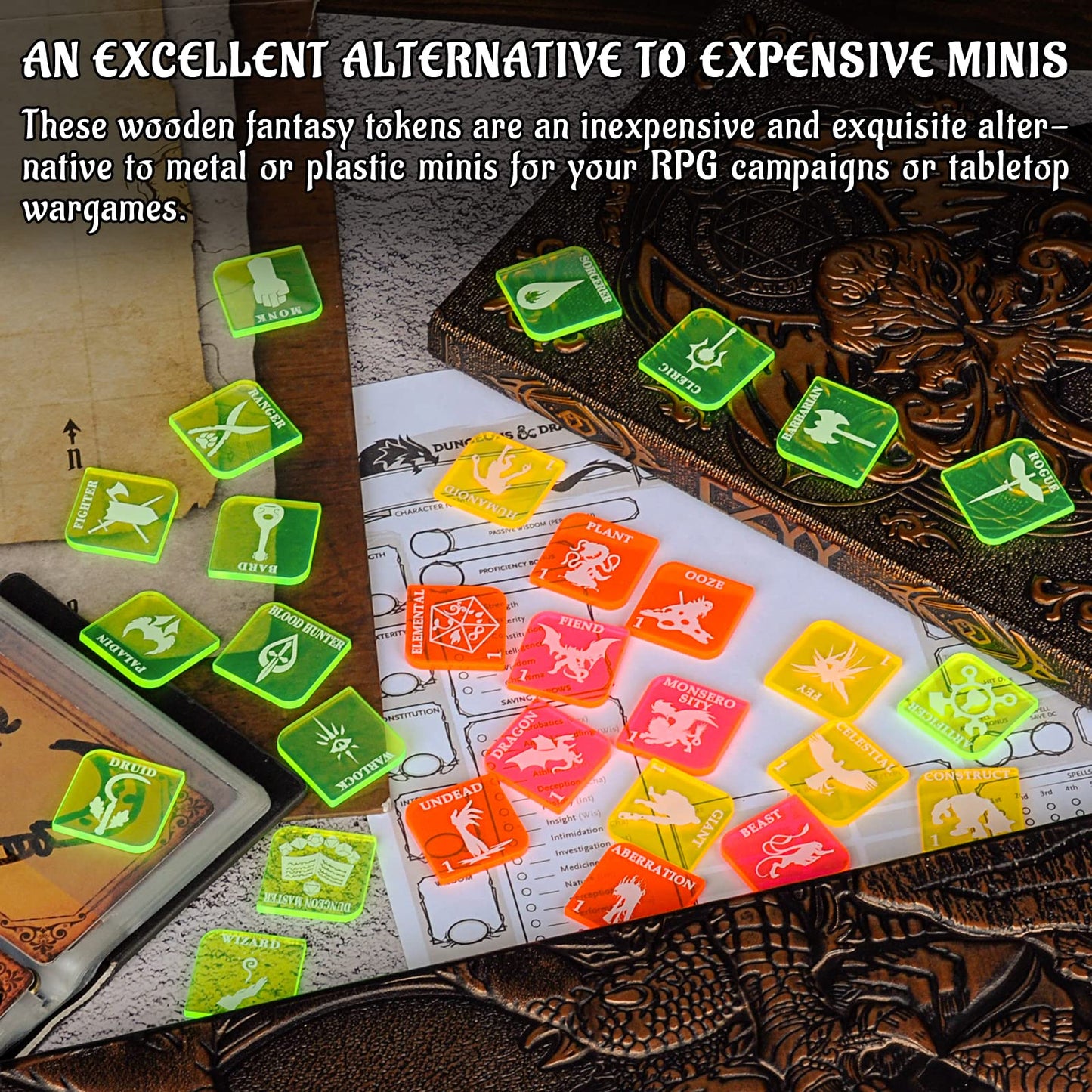CZYY D&D 112-Piece Acrylic Token Set — Hero & Monster Tokens for D&D, Pathfinder