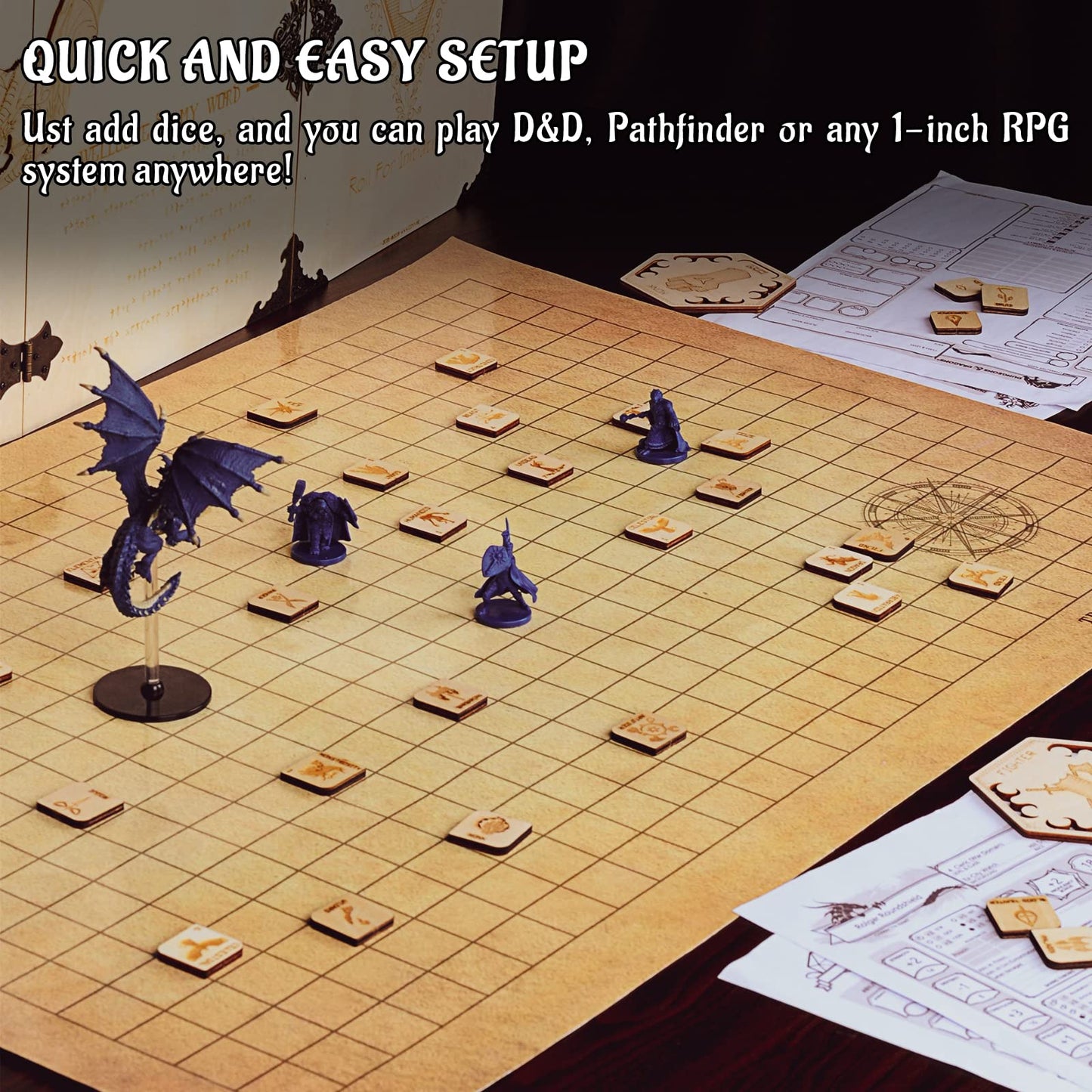 CZYY 112-Piece Wooden D&D Token Set – Hero & Monster Tokens for RPGs