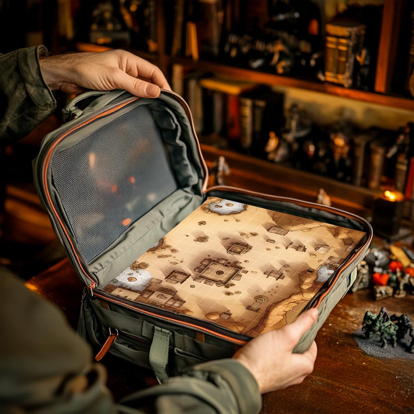 CZYY Foldable Battle Mat with DM Screen & Dice Set | 2-Sided Wet & Dry Erase RPG Starter Kit