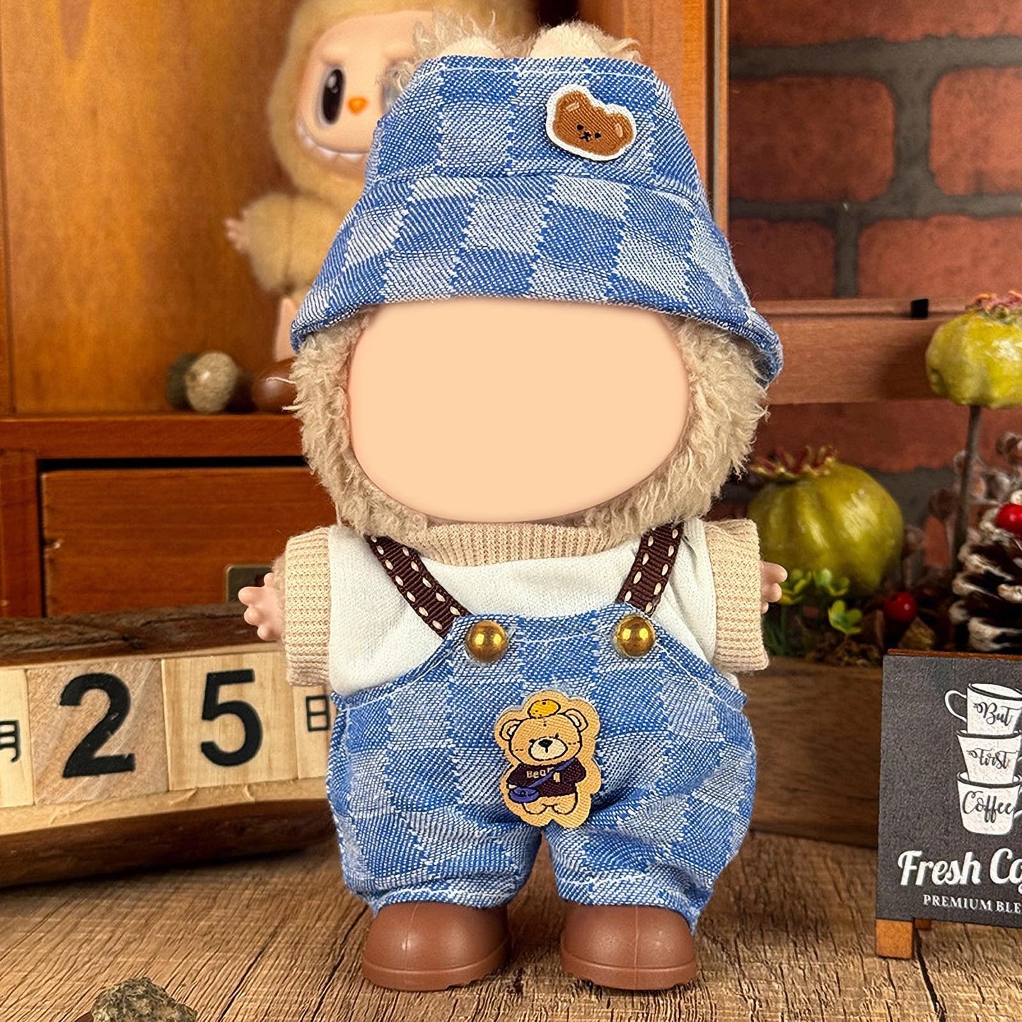 CZZLYJ Six-Pack Doll Clothes for LABUBU 17cm Doll – Designer Outfits with Hats & Accessories