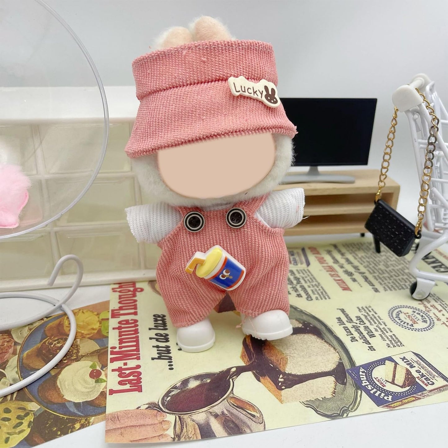 CZZLYJ Six-Pack Doll Clothes for LABUBU 17cm Doll – Designer Outfits with Hats & Accessories