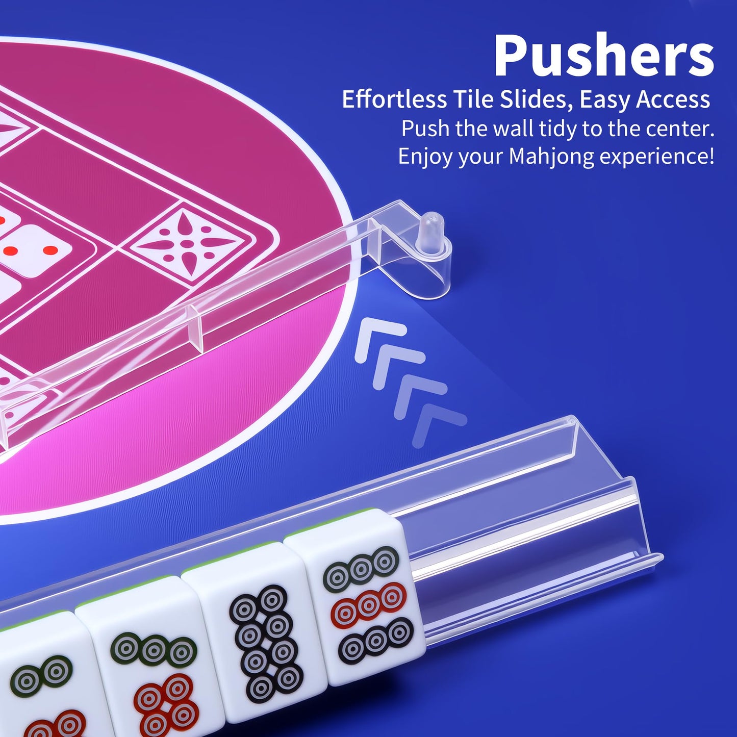 czzwak Mahjong Rack with Pushers - 4-Piece Premium Acrylic Racks with Rotating Bases (4-Color Set)