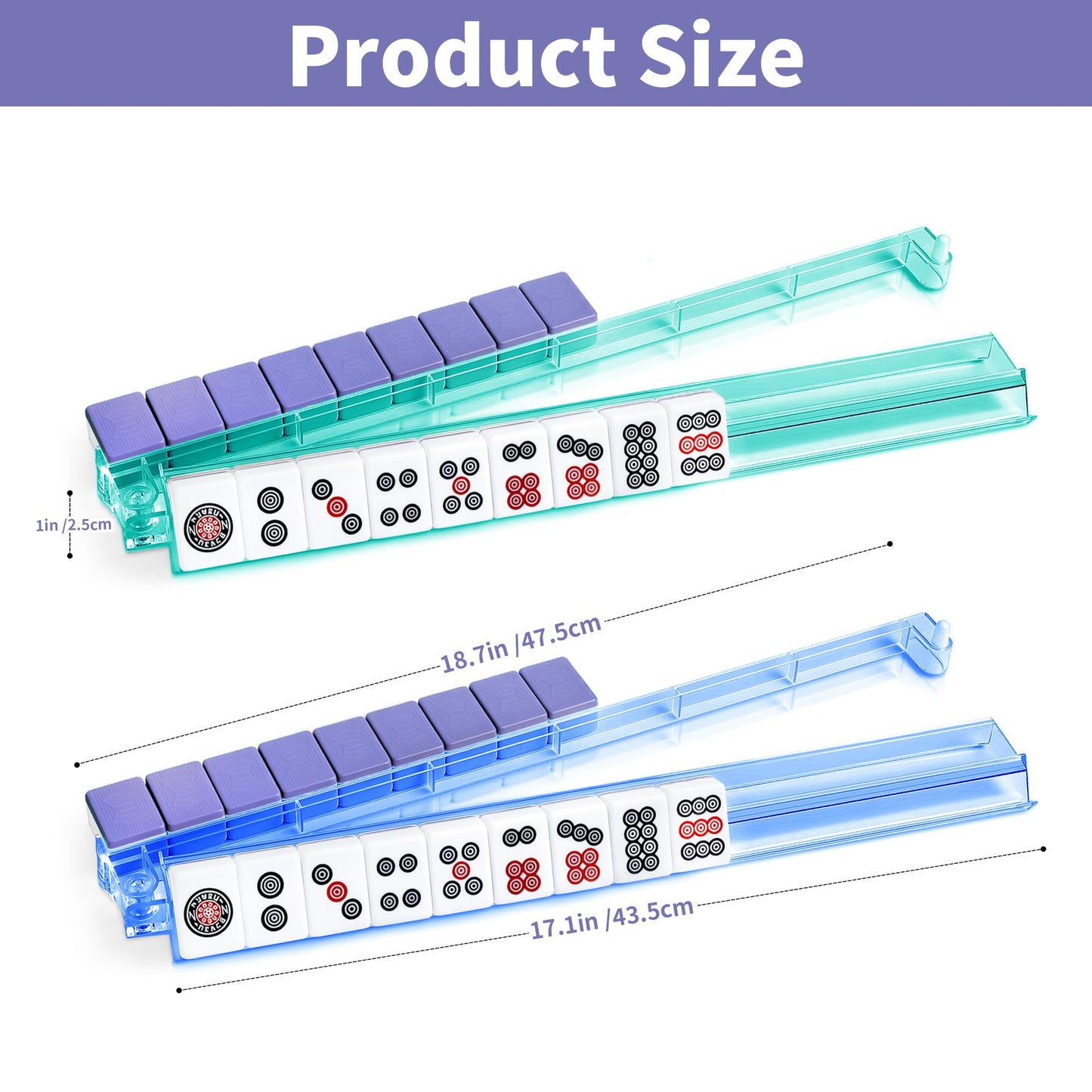 czzwak Mahjong Rack with Pushers - 4-Piece Premium Acrylic Racks with Rotating Bases (4-Color Set)