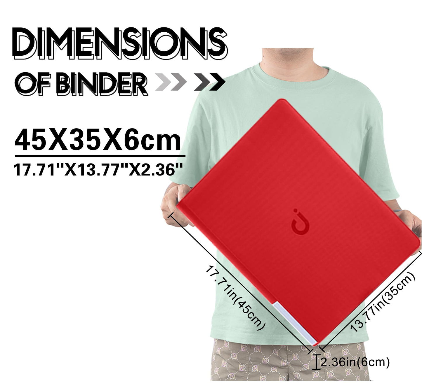 D DACCKIT Card Binder 16 Pocket - Holds 1024 Cards, 4x4 Ringless Album with Sleeves for Trading & Sports Cards (Model A, Classic Red)