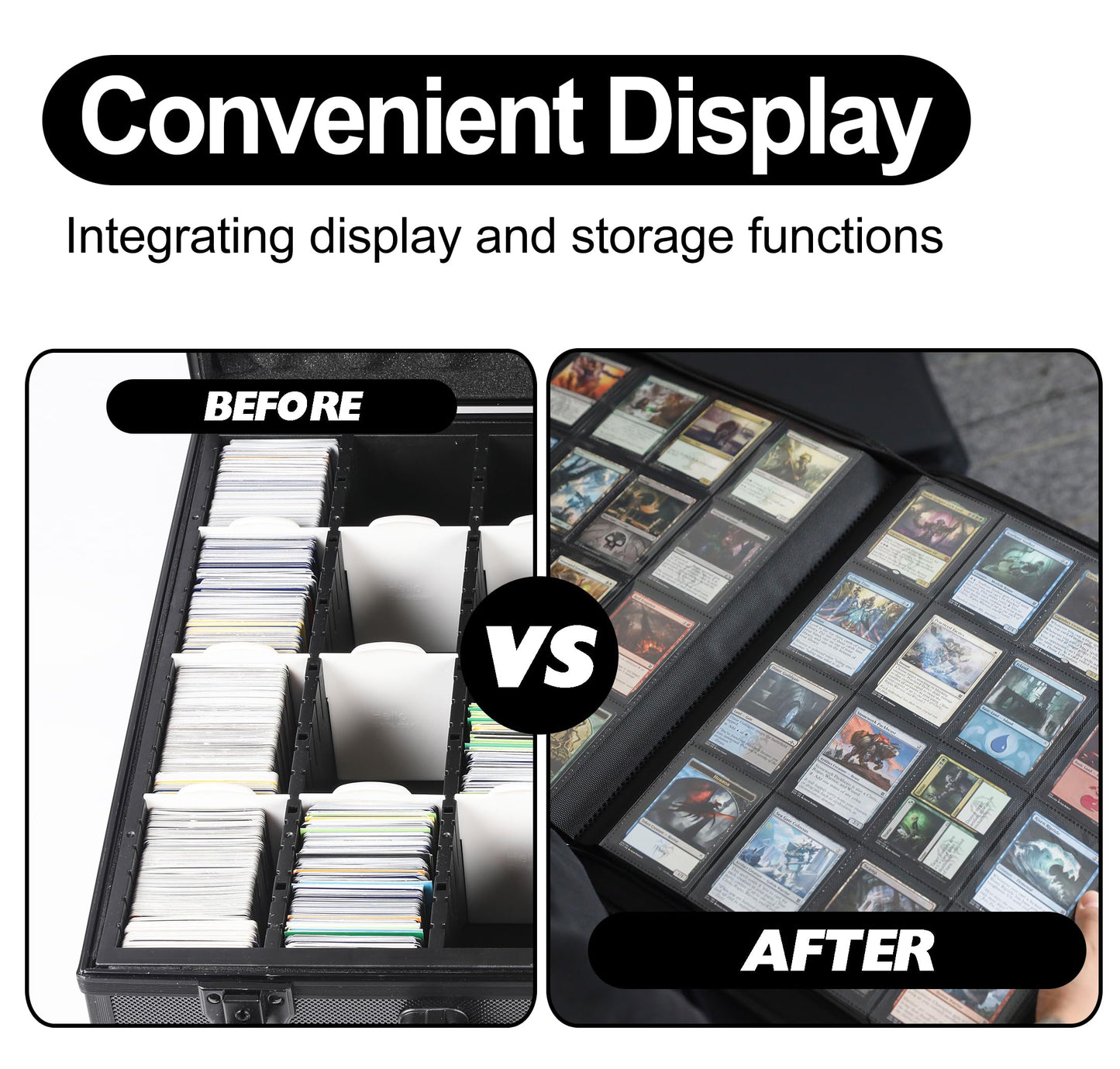 D DACCKIT Card Binder 16-Pocket – 1024 Cards, 4x4 Ringless Album (Model A, Classic Black)