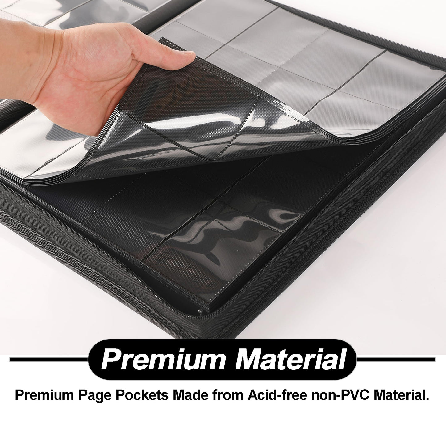 D DACCKIT Card Binder 16-Pocket – 1024 Cards, 4x4 Ringless Album (Model A, Classic Black)