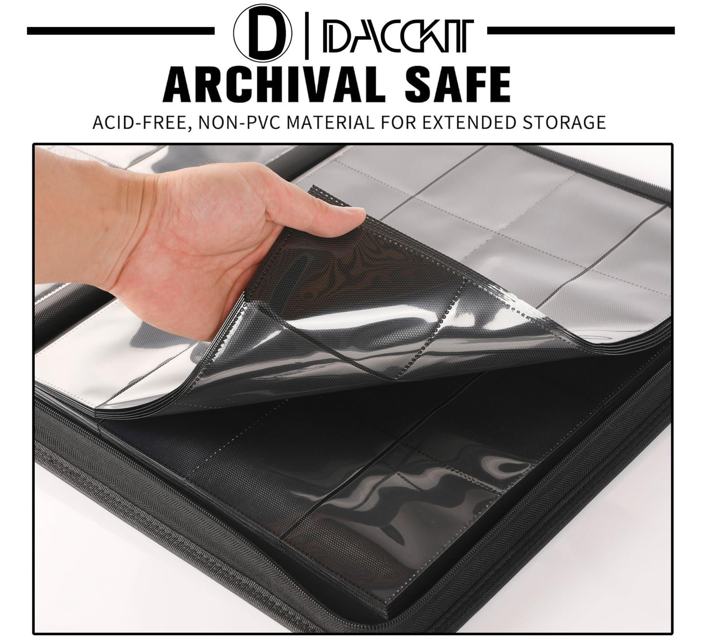 D DACCKIT Card Binder 16 Pocket - Holds 1024 Cards, 4x4 Ringless Album with Sleeves for Trading & Sports Cards (Model A, Classic Red)