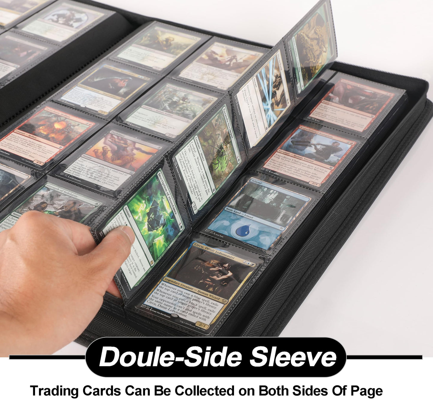 D DACCKIT Card Binder 16-Pocket – 1024 Cards, 4x4 Ringless Album (Model A, Classic Black)