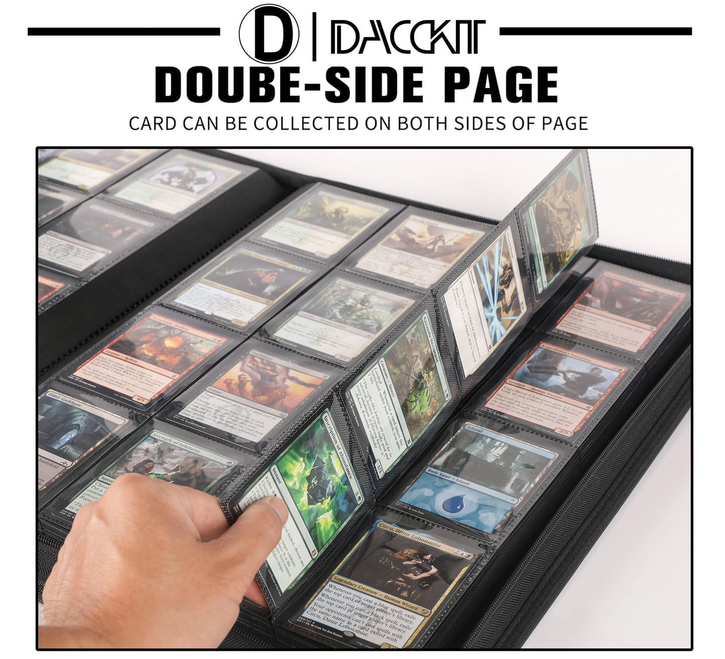 D DACCKIT Card Binder 16 Pocket - Holds 1024 Cards, 4x4 Ringless Album with Sleeves for Trading & Sports Cards (Model A, Classic Red)