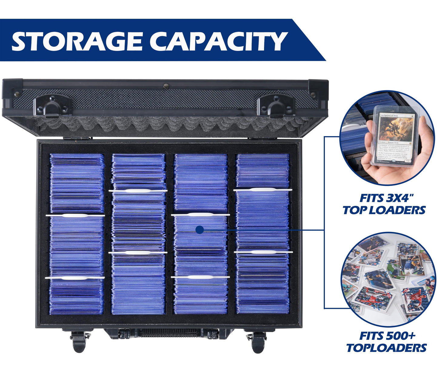 D DACCKIT Top Loaders Storage Box – Hard Case for 3x4 inch Top Loaders & Magnetic Card Holders