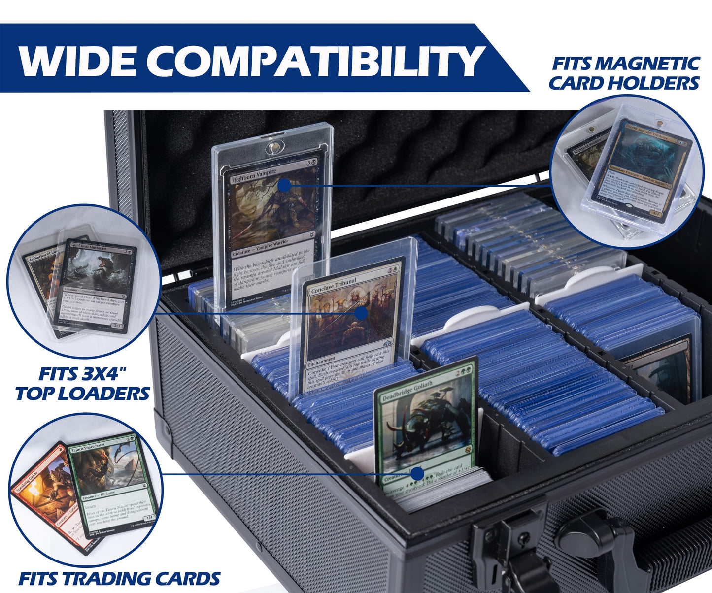 D DACCKIT Top Loaders Storage Box – Hard Case for 3x4 inch Top Loaders & Magnetic Card Holders