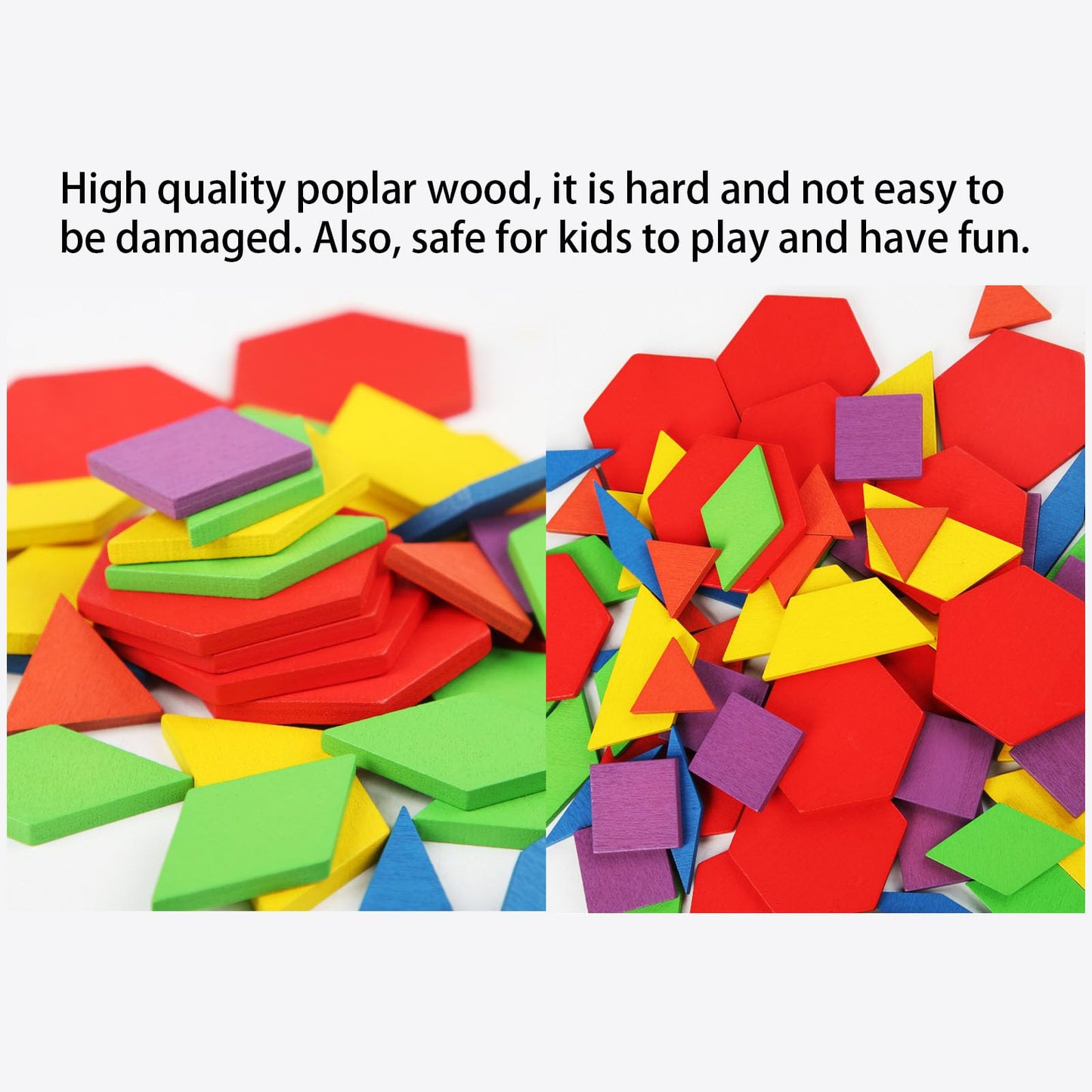 D-KINGCHY 155 Pcs Wooden Pattern Blocks – Geometric Shape Pattern Set for Kids 4–8
