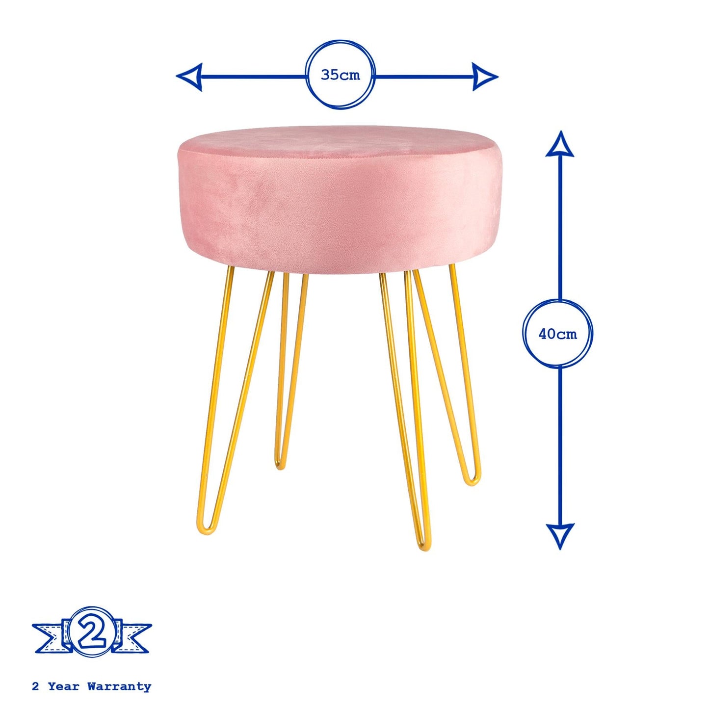 Pink Round Velvet Footstool