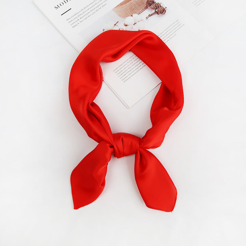 Women's Silk Satin Square Scarf, Decorative Silk Bandana, Solid Colour Hair Scarf