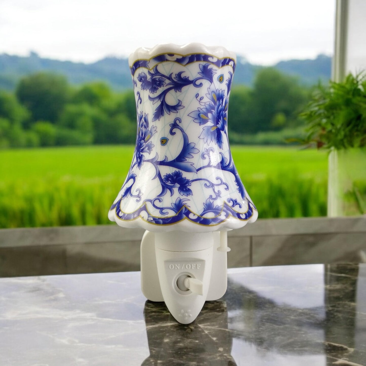 8 INCH FLORAL LED NIGHTLIGHT INDIGO FLOWERS