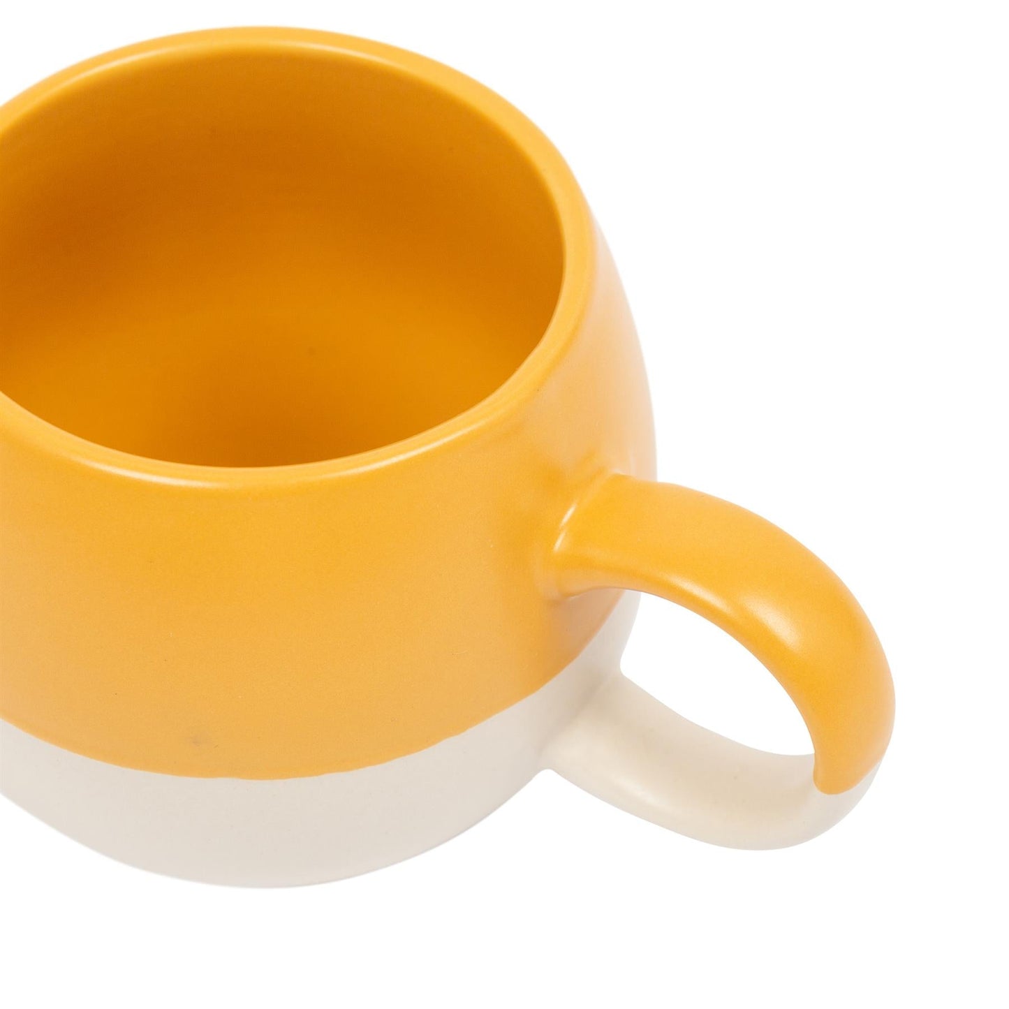 340ml Mustard Colour Block Stoneware Sphere Mugs - Pack of Four