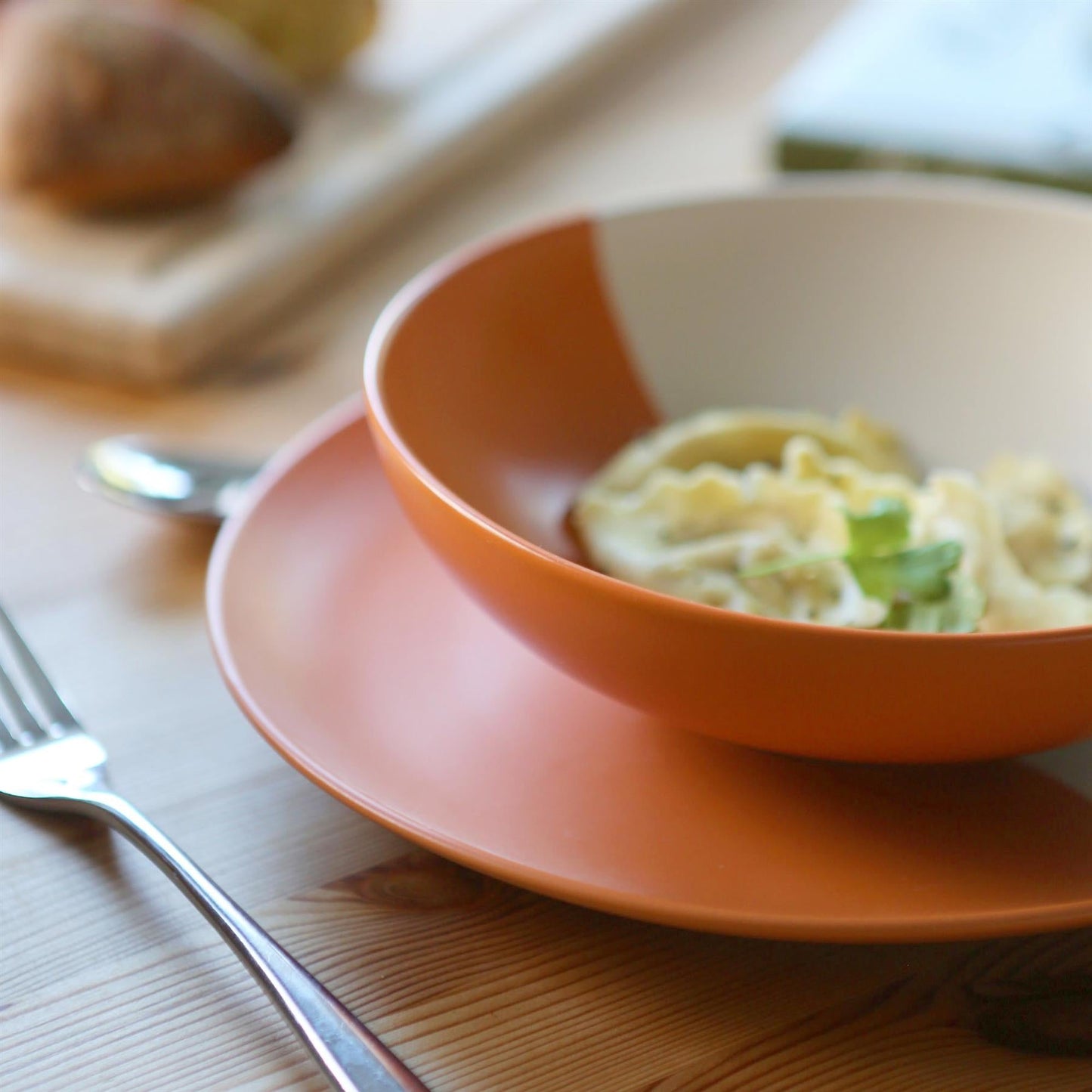 Colour Block Stoneware Pasta Bowl - 20.5cm