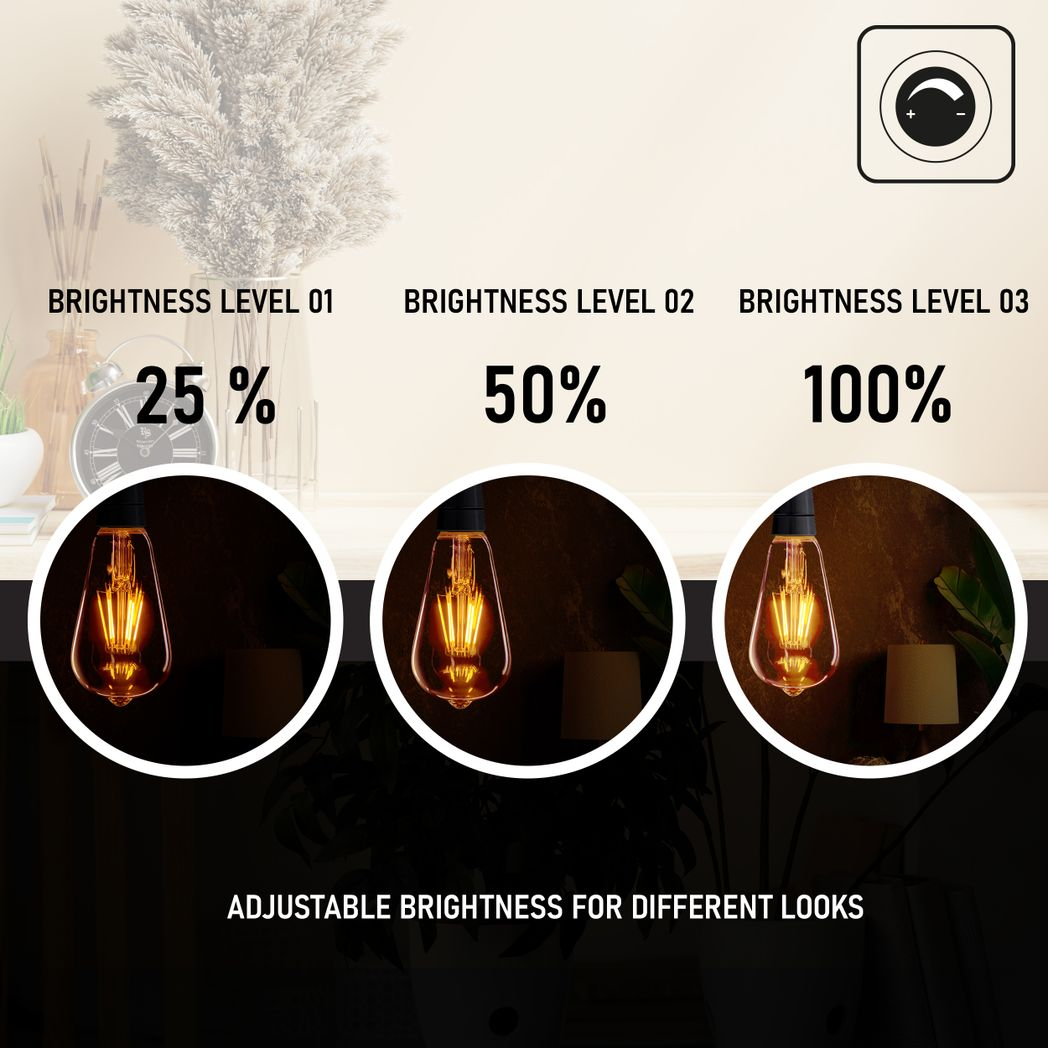 5Pack E27 LED Edison Dimmable Vintage Amber Glass Warm white 2700K Light Bulb