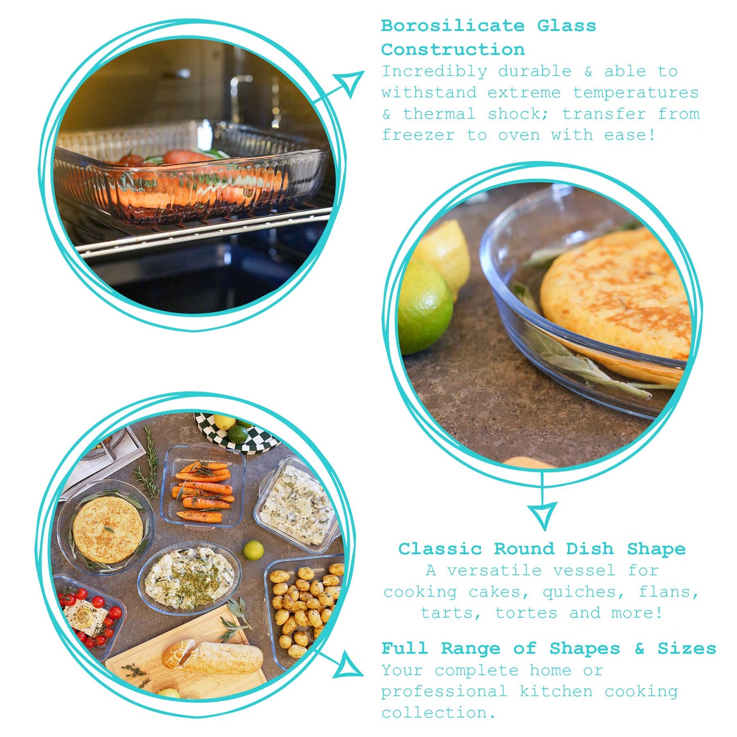 Round Glass Oven Dish - 32cm x 32cm