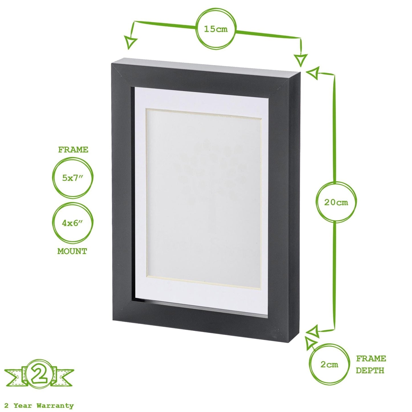 Black 5" x 7" Photo Frame with 4" x 6" Mount