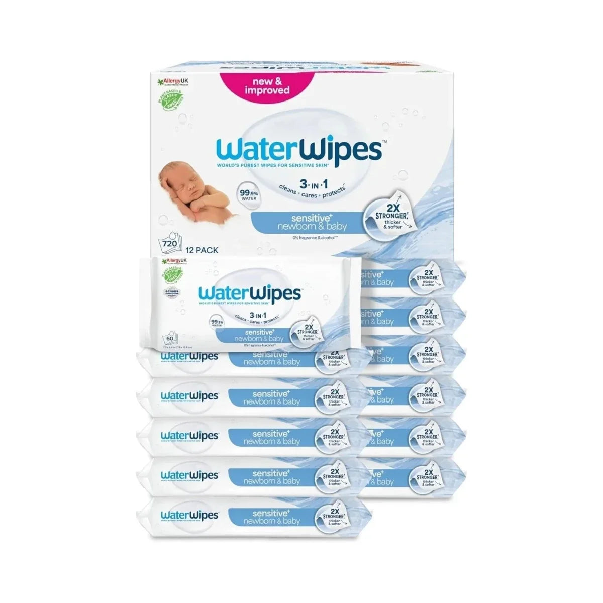 WaterWipes Sensitive Baby & Newborn Wipes 12x60 pcs