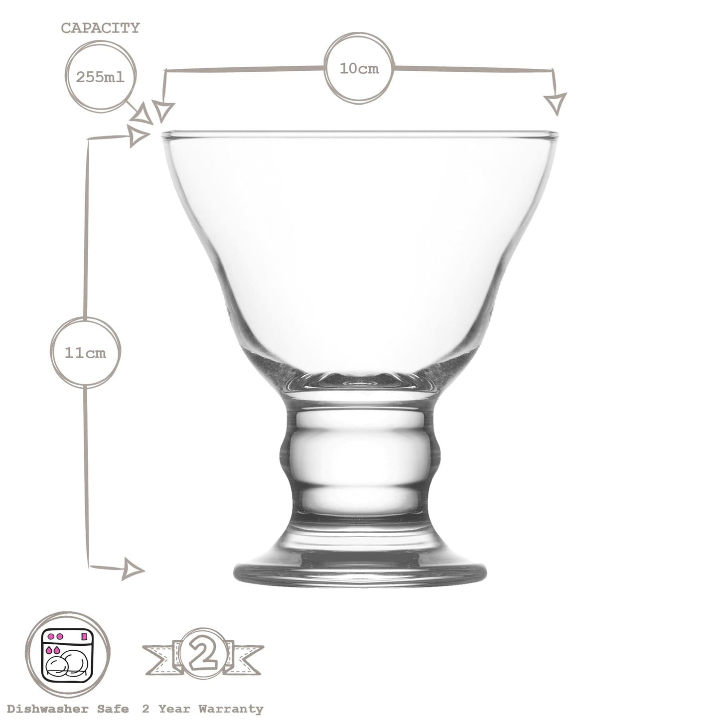 255ml Orion Glass Ice Cream Bowls - Pack of 6
