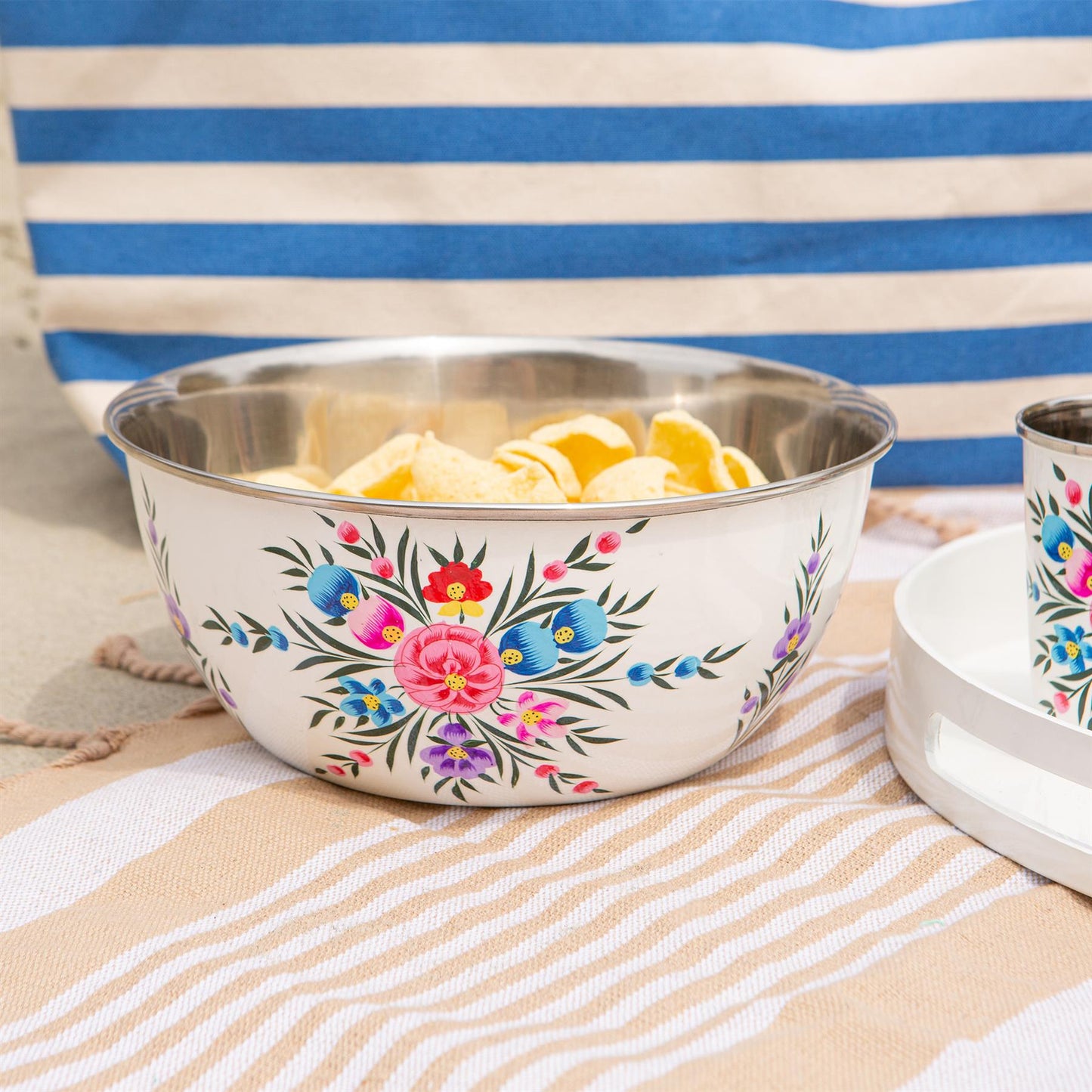 Pansy 21.5cm Stainless Steel Picnic Bowl
