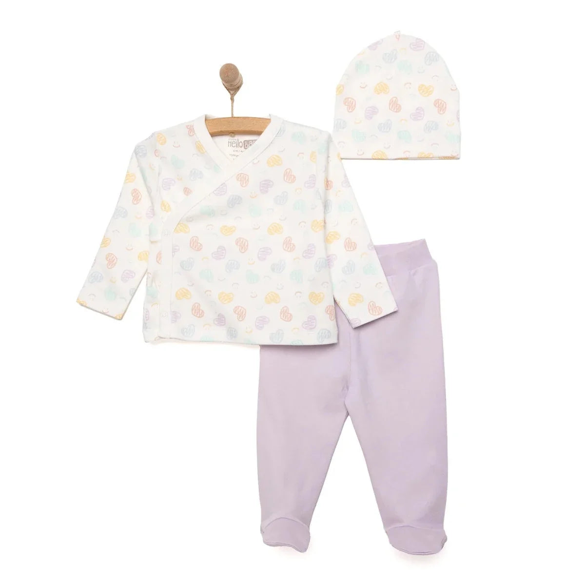 HelloBaby Girl Wrapover Top-Hat-Footed Bottom - Ecru