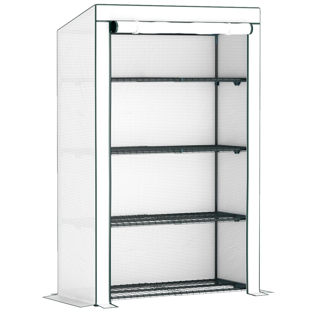 Outsunny 4 Tier Lean-to Mini Greenhouse with Reinforced PE Cover